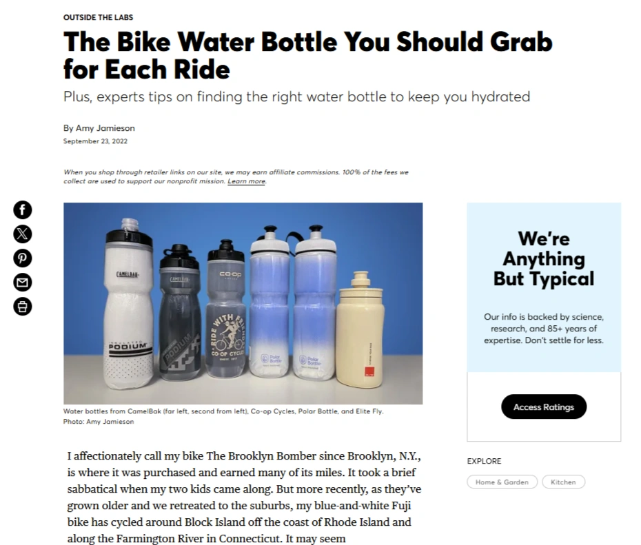 Article featuring bike water bottle.