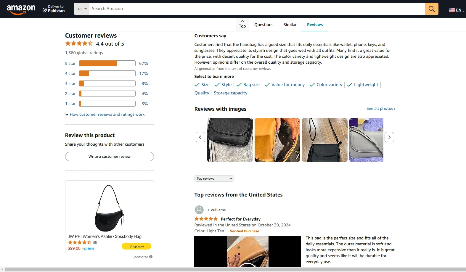 Amazon's product page.