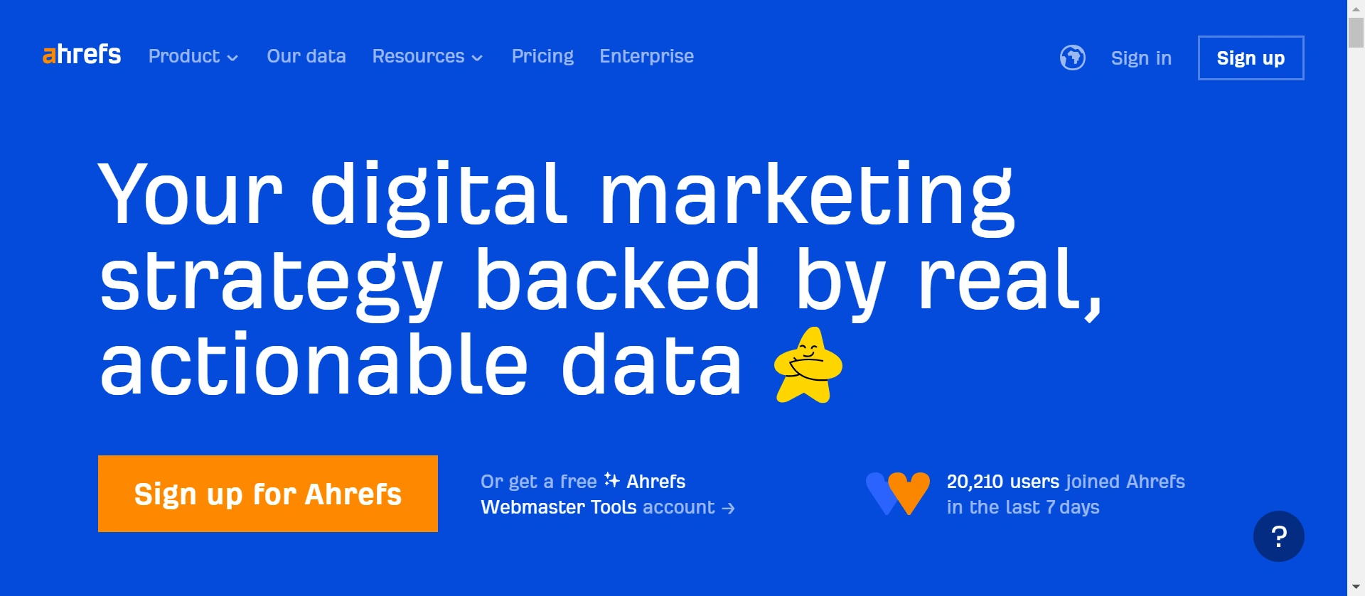 Ahrefs' webpage.