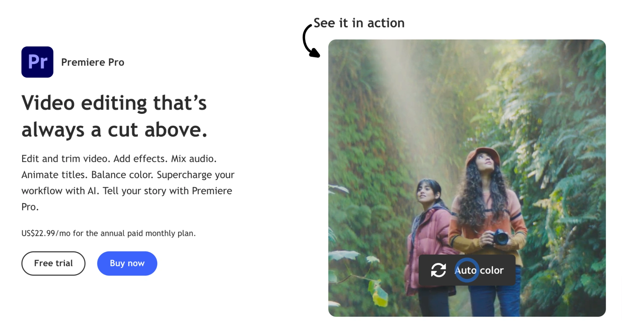 Adobe Premiere Pro's webpage.