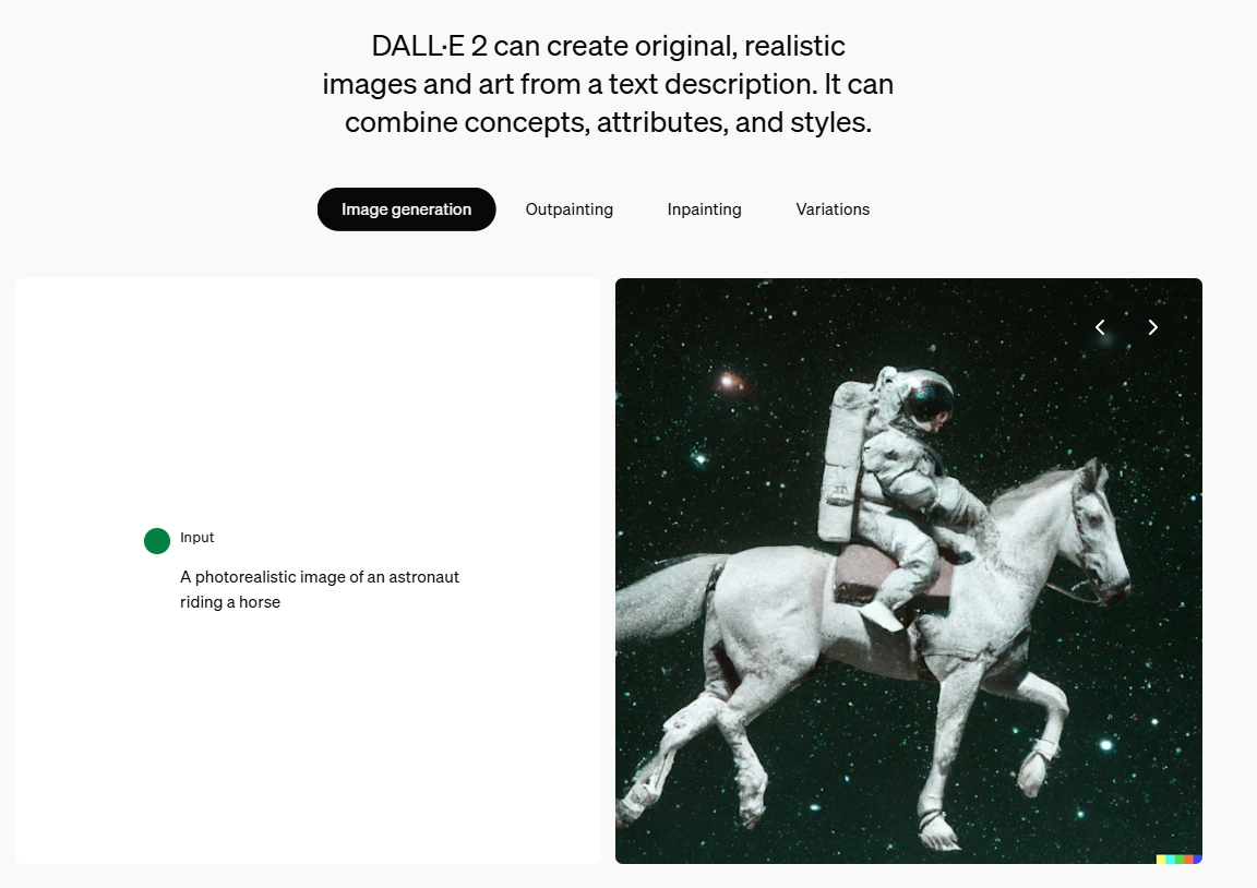 DALL-E's webpage
