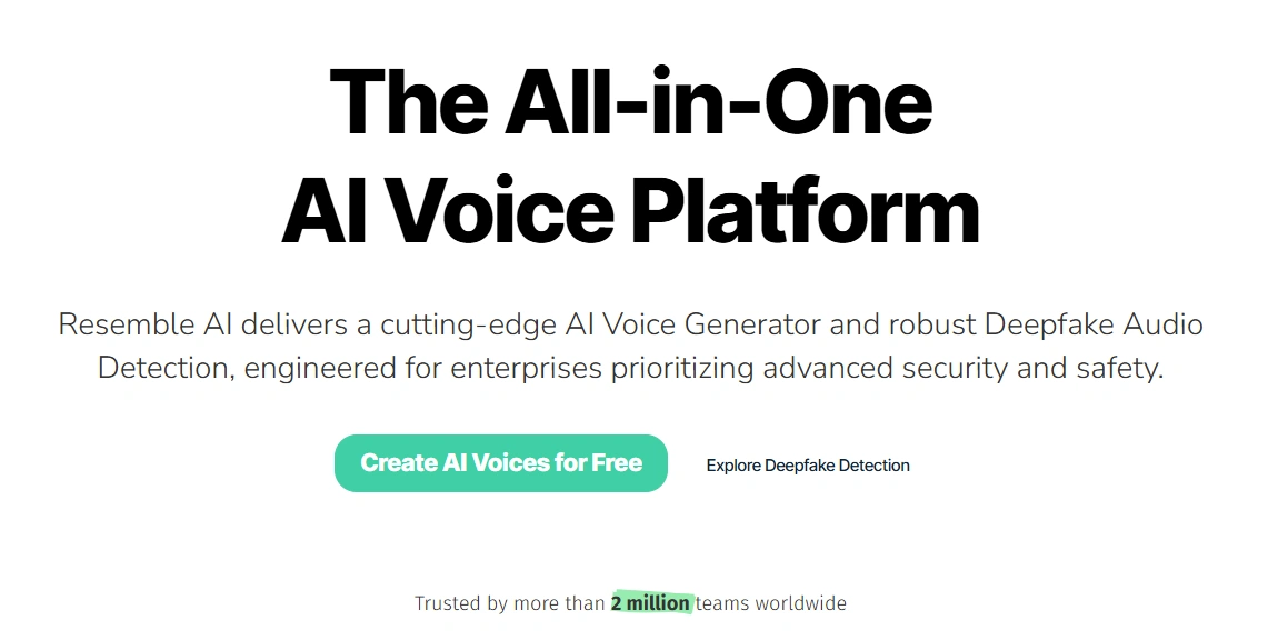 Resemble AI's webpage.