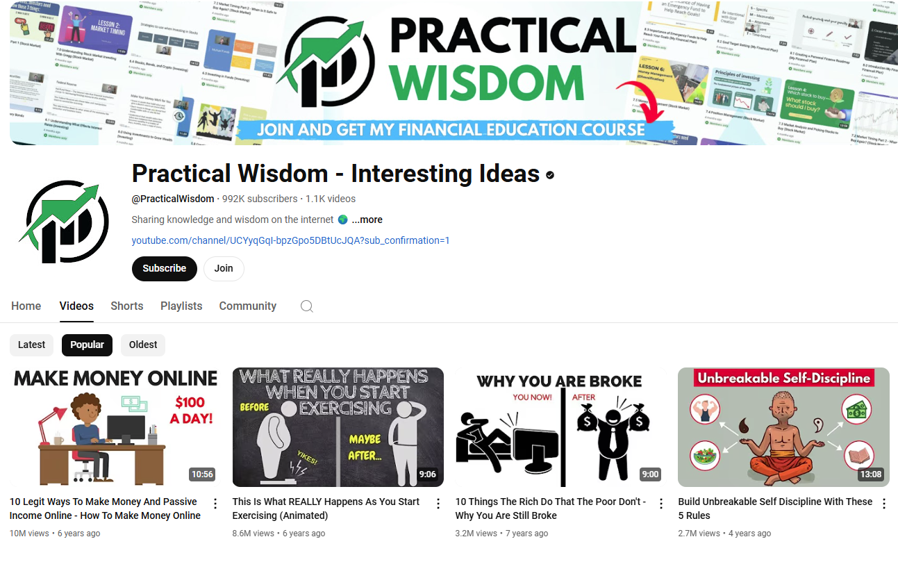 Practical Wisdom's YouTube channel.