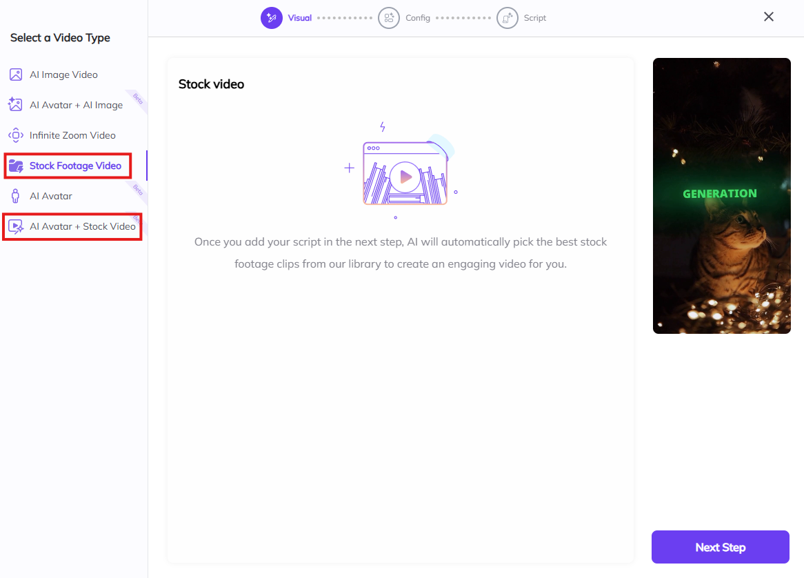 Zebracat's video editing interface.