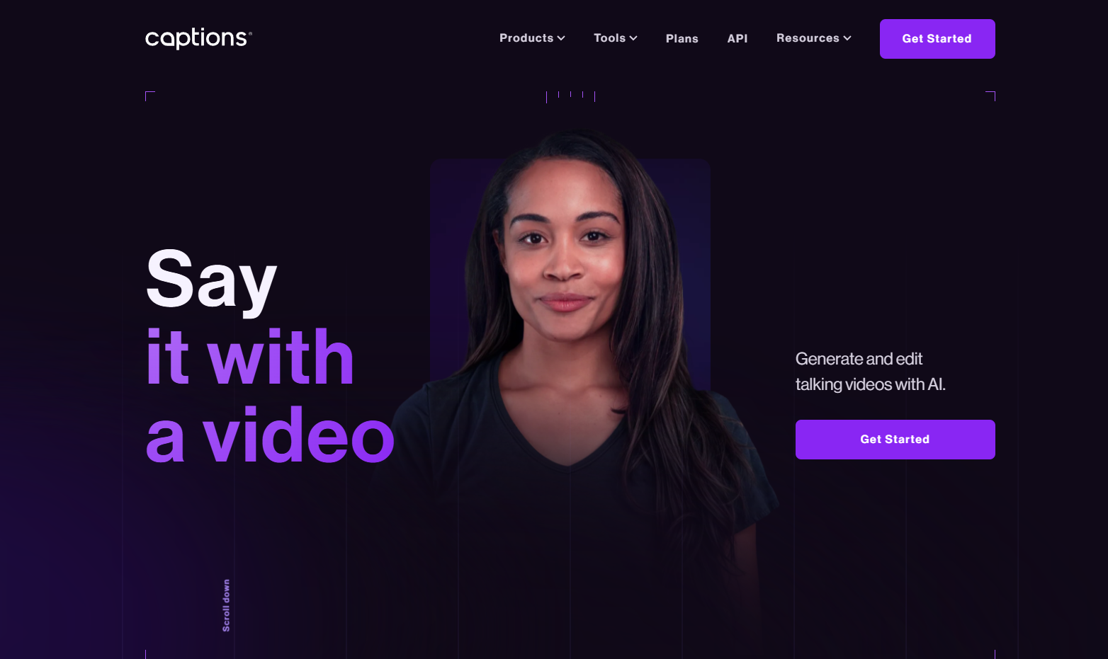 Captions' promotional page.