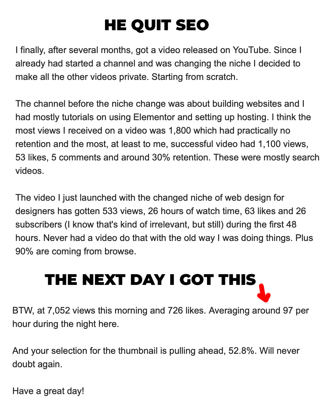 Ed's YouTube career update.