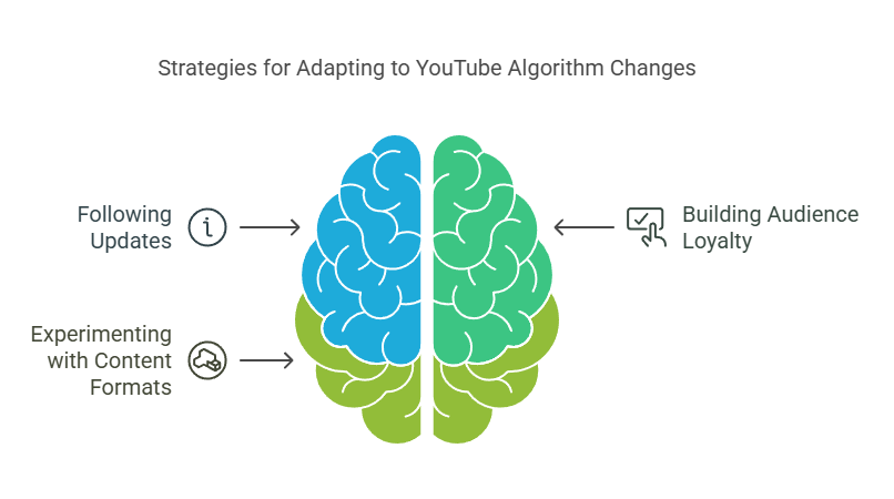Infographic illustrating strategies for adapting to YouTube algorithm.