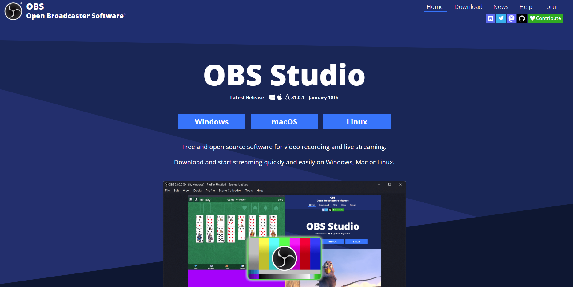 OBS' webpage.