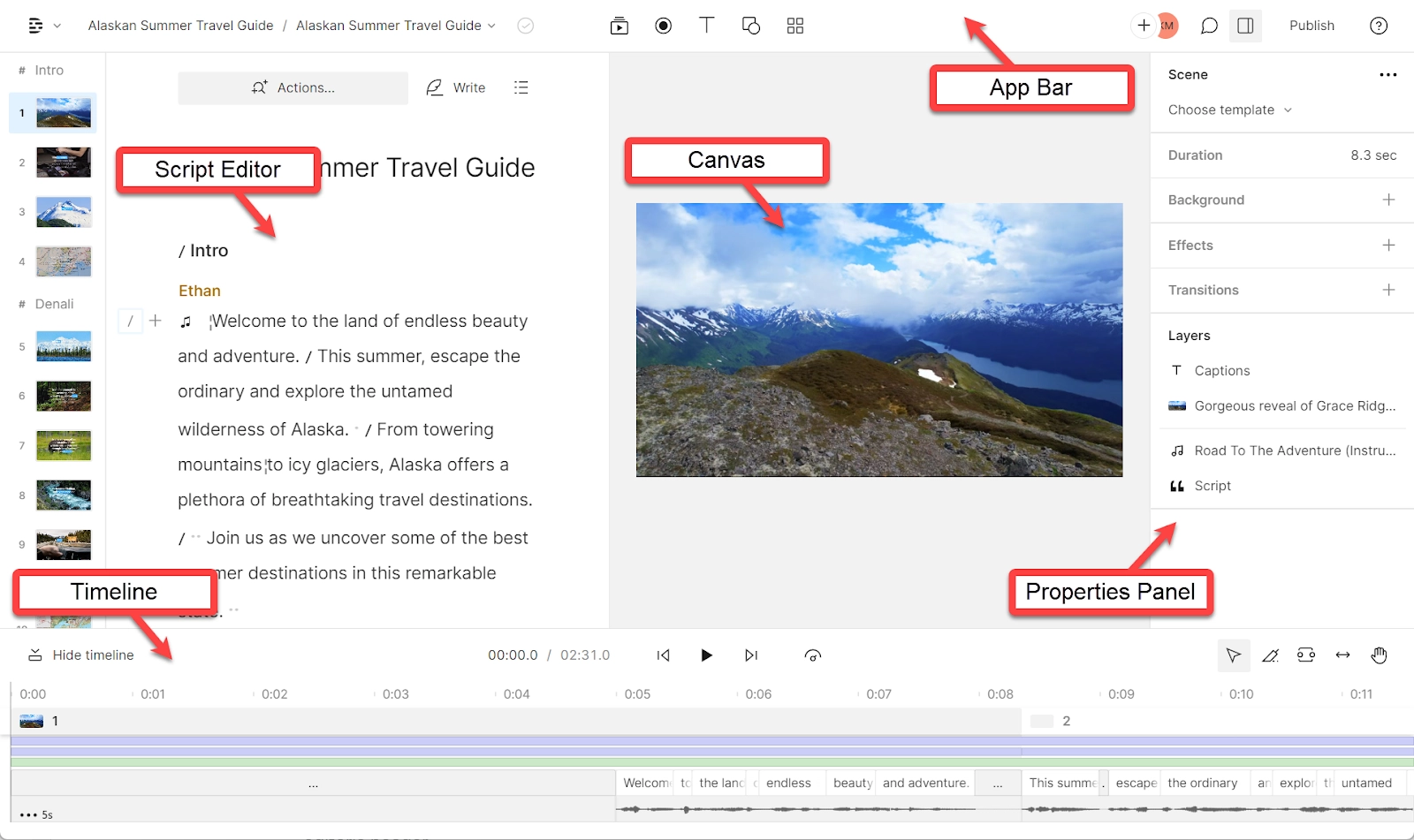 Descript's editing interface.