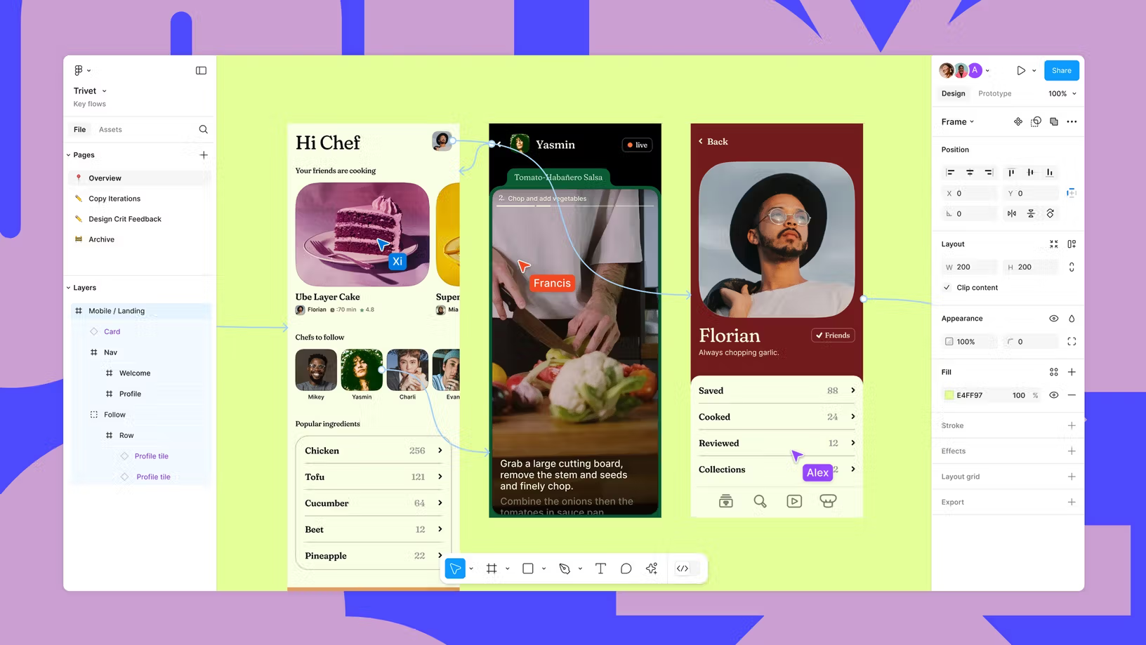 Figma's mobile cooking app interface.