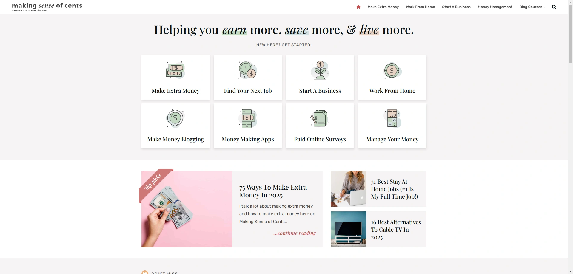 Making Sense of Cents webpage.