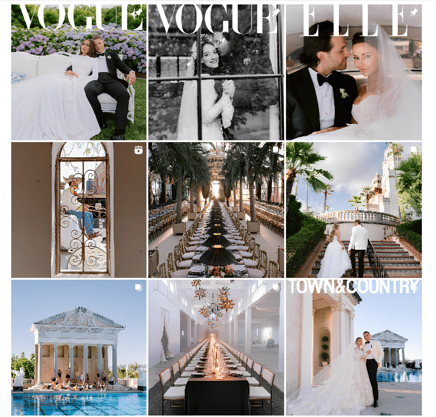 A collage of elegant wedding images.