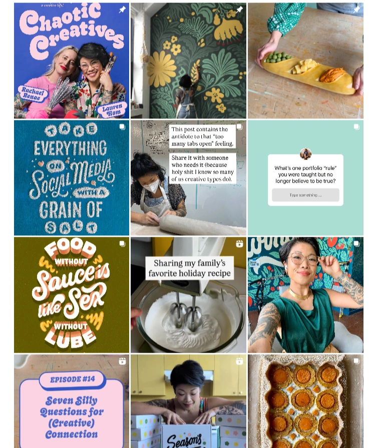 Lauren Hom's collage of creative posts.