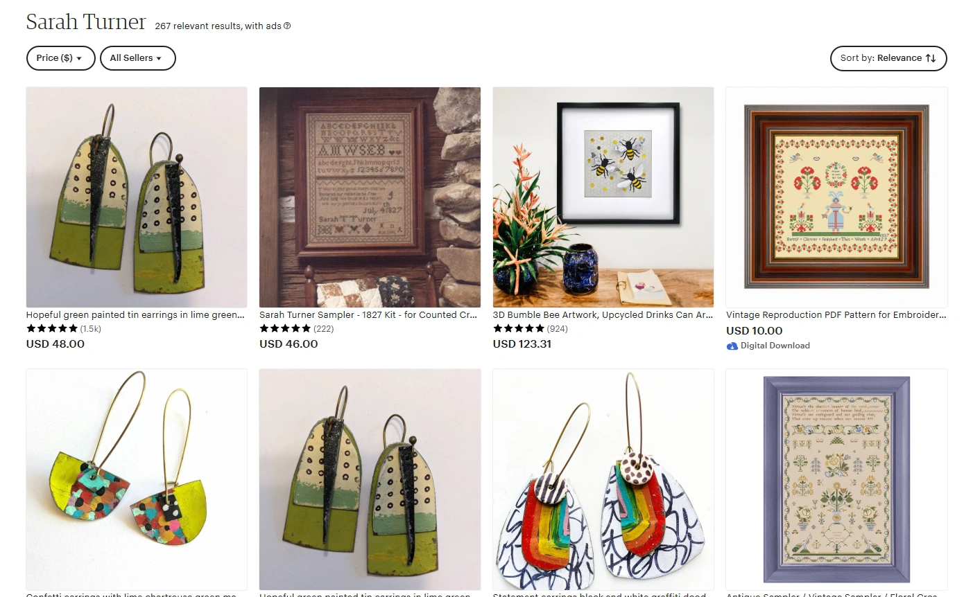 Sarah Turner's product page.