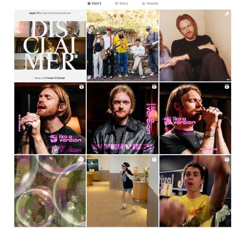 Finneas' collage of music-related content.