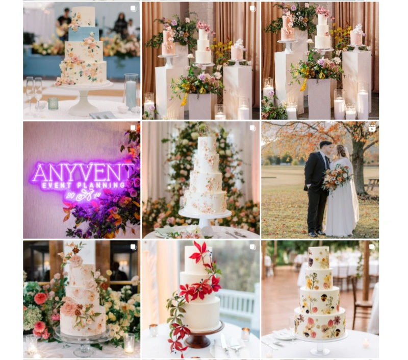 A collage of wedding photos.