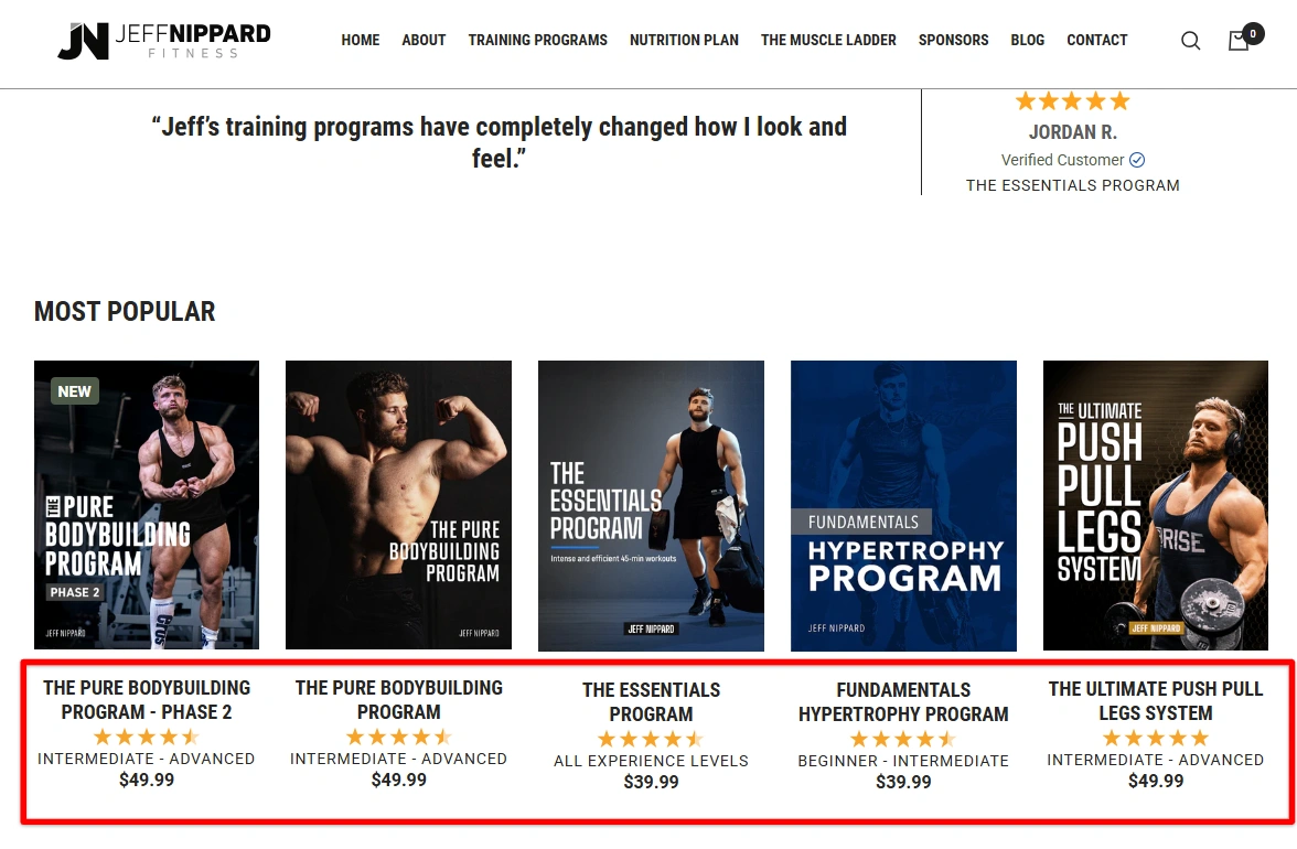 Jeff Nippard's webpage.