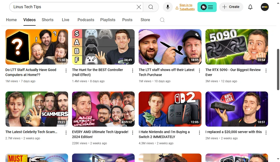 Linus Tech Tips' YouTube.