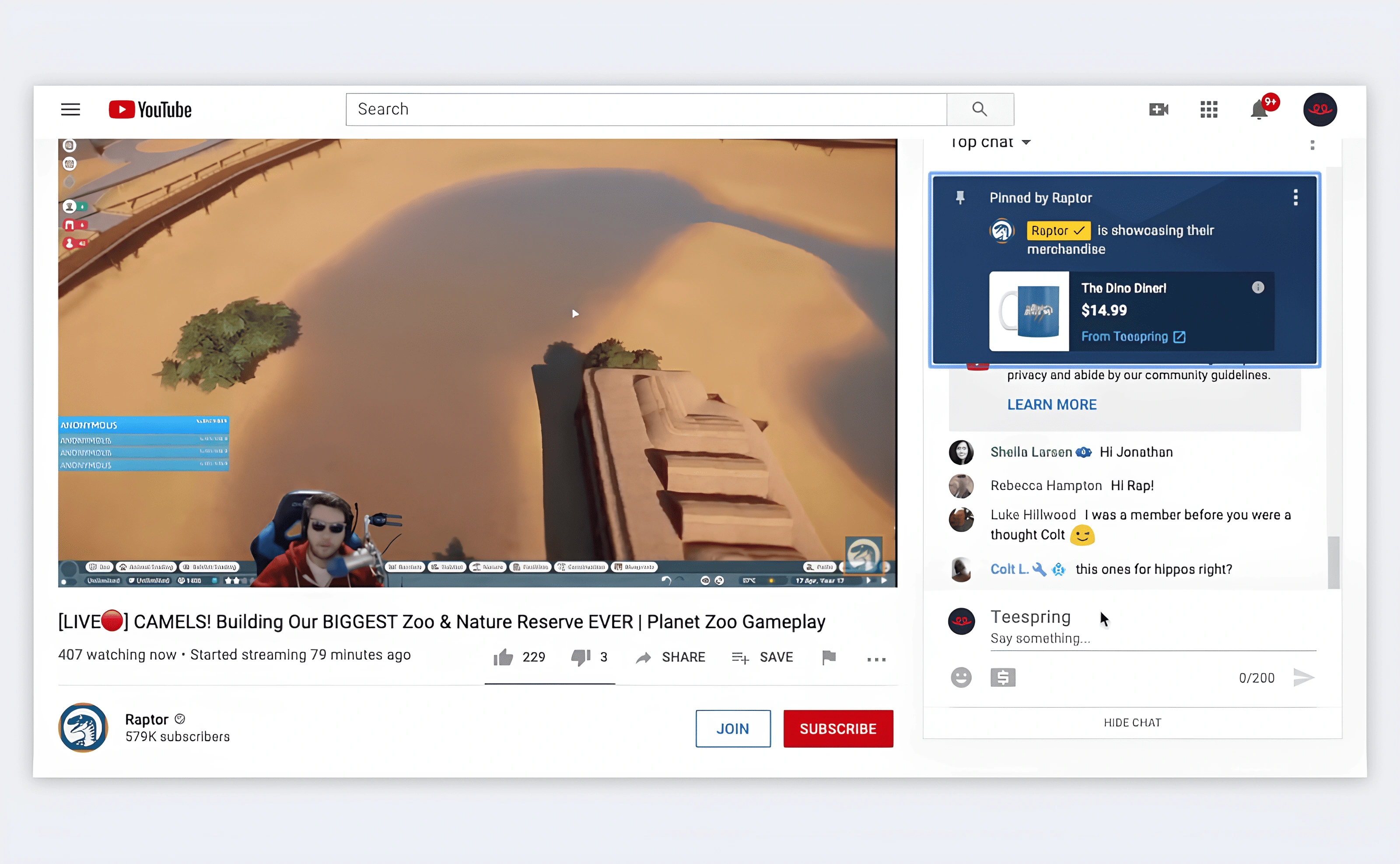 Raptor's YouTube live stream.