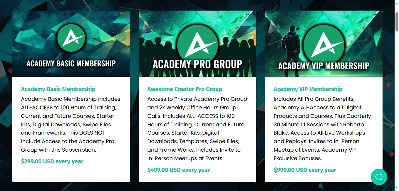 Roberto Blake's online courses membership.
