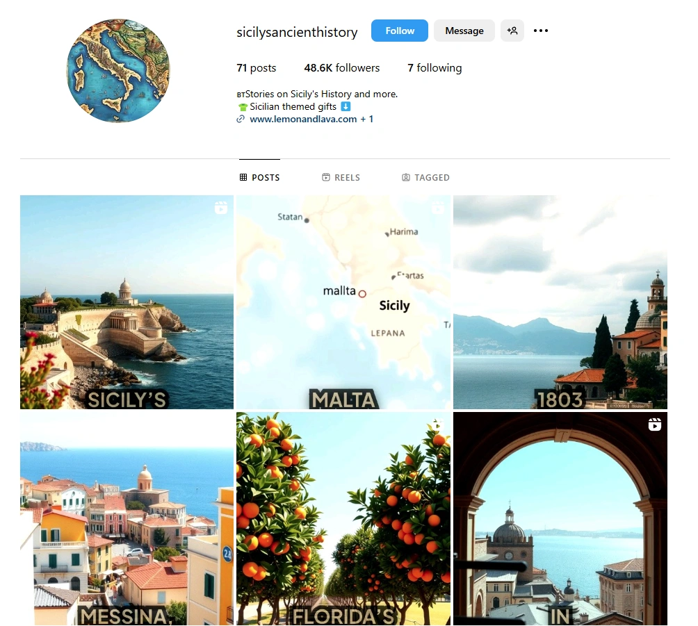 Sicilysancienthistory's Intagram profile.