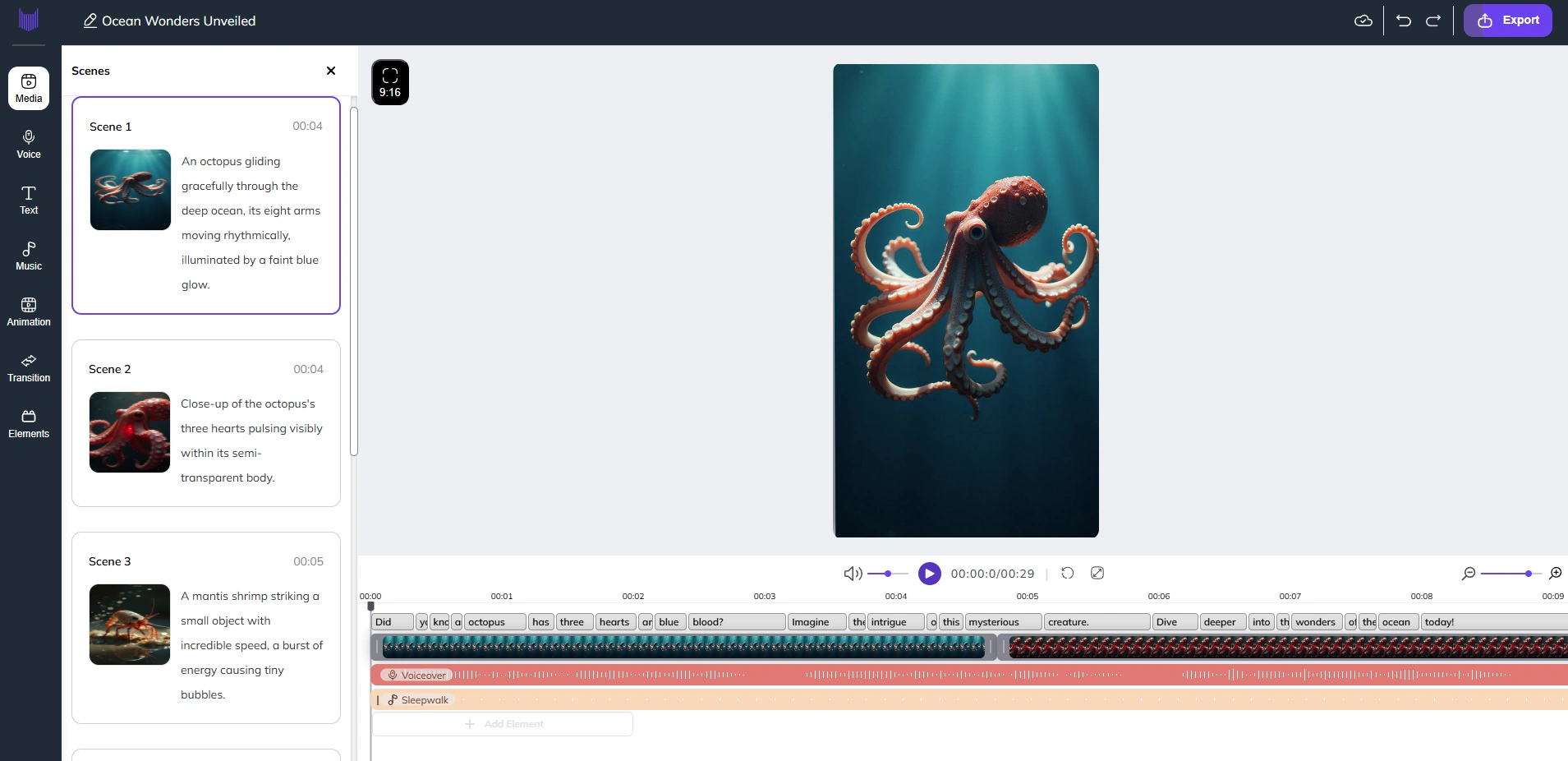 Zebracat's video editing interface.