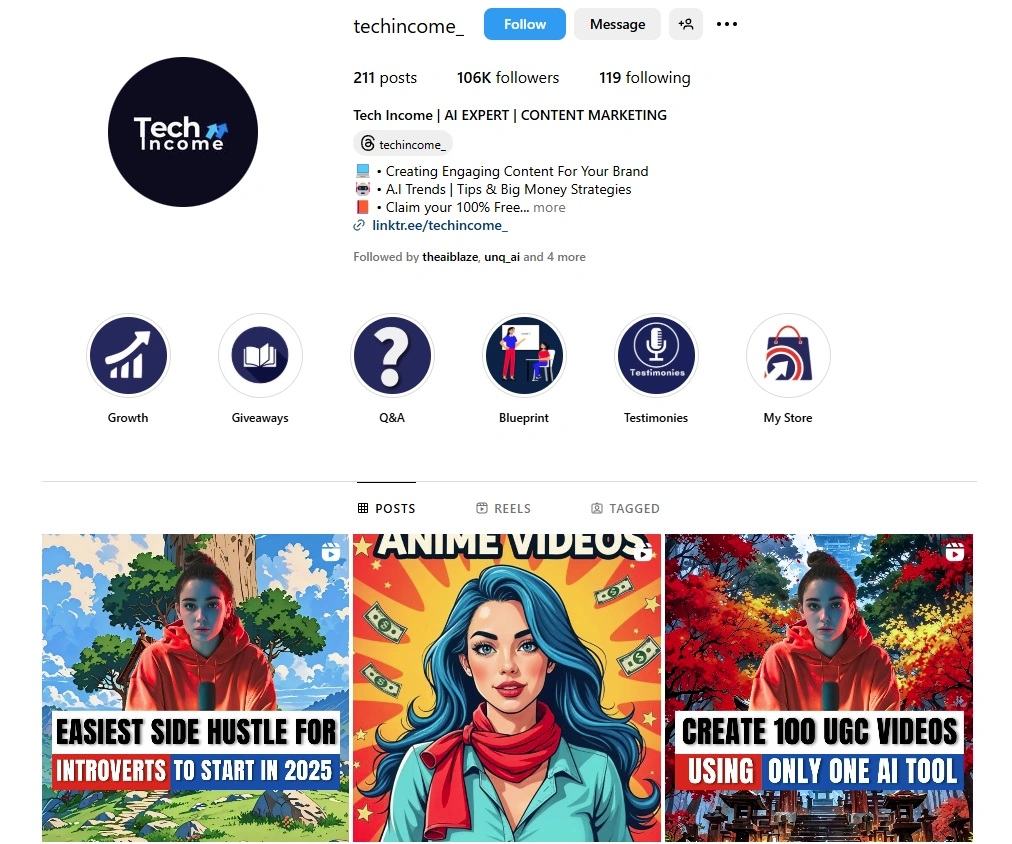 Techincome_'s Intagram profile.