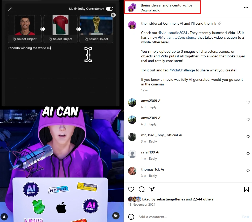 Theinsidersai's Instagtram comment section.