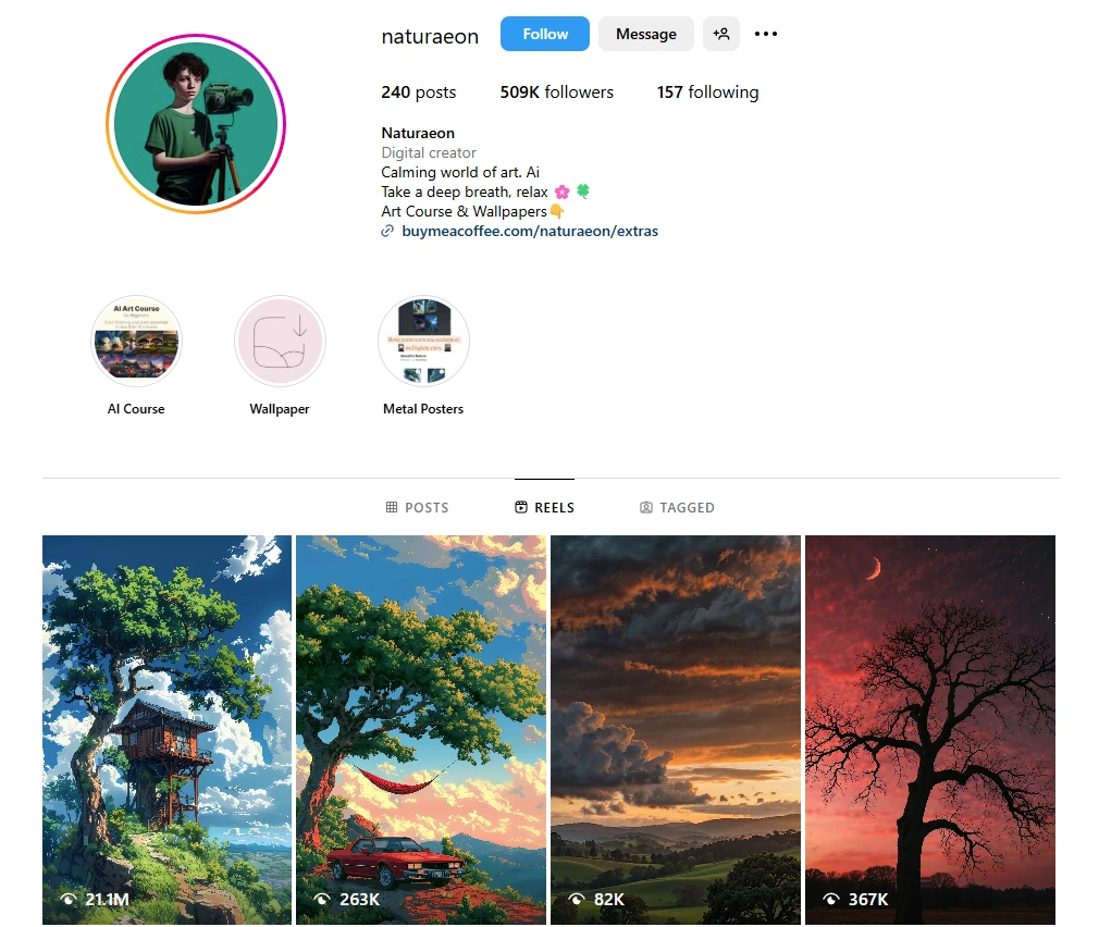 Natureaon's Intagram feed.