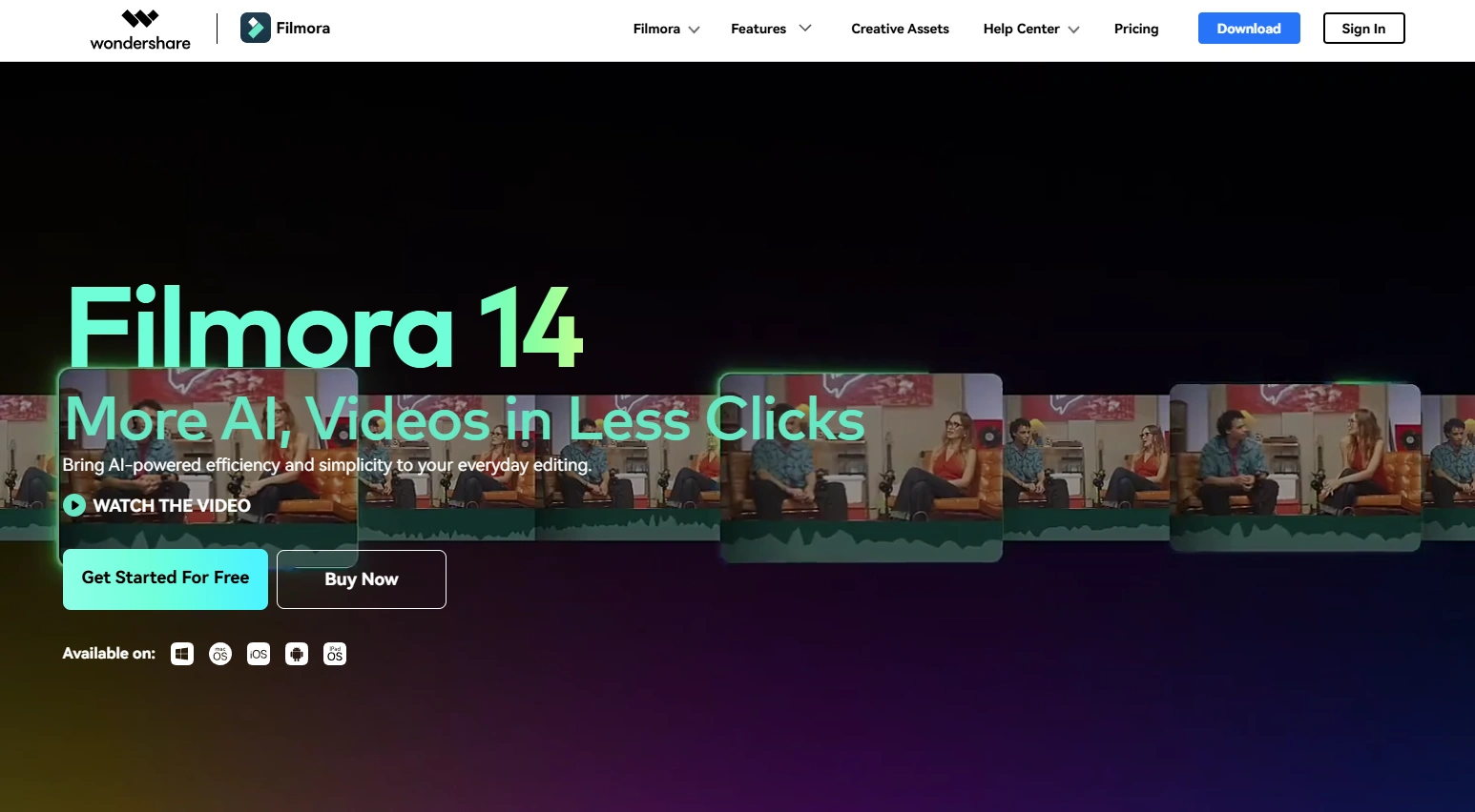 Filmora's webpage.