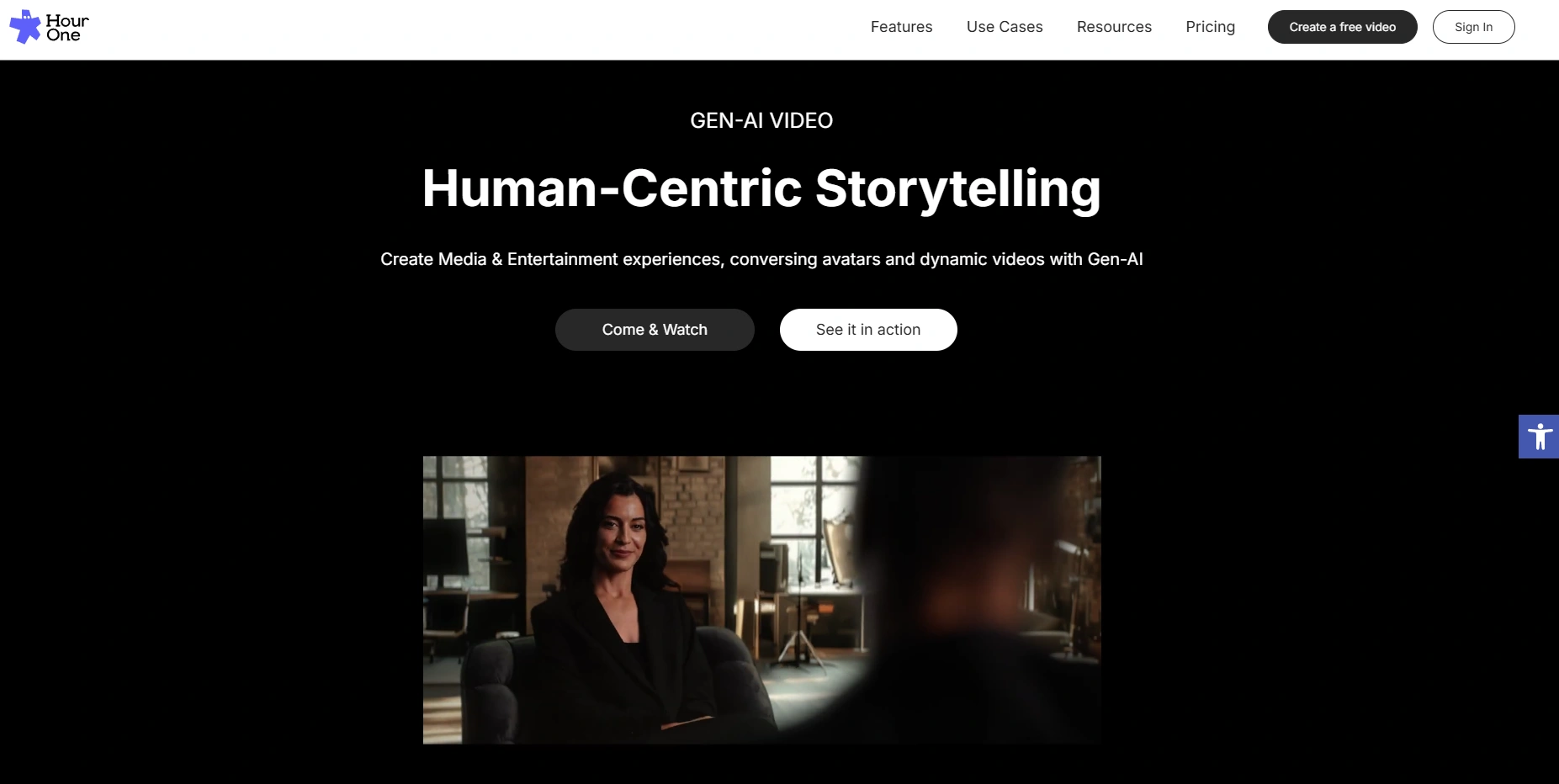 Hour One's homepage.