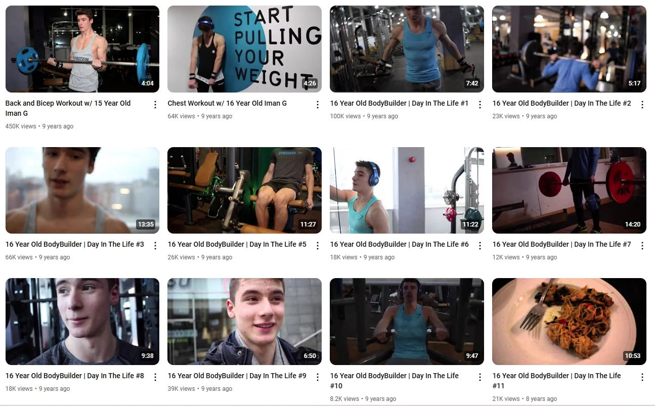 Iman Gadzhi's YouTube videos.
