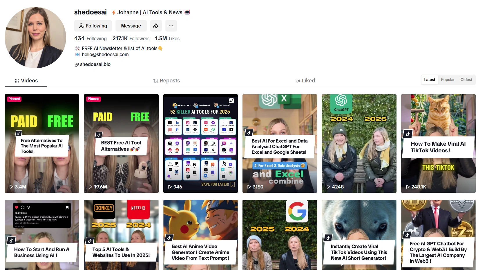 Johanne's TikTok page.