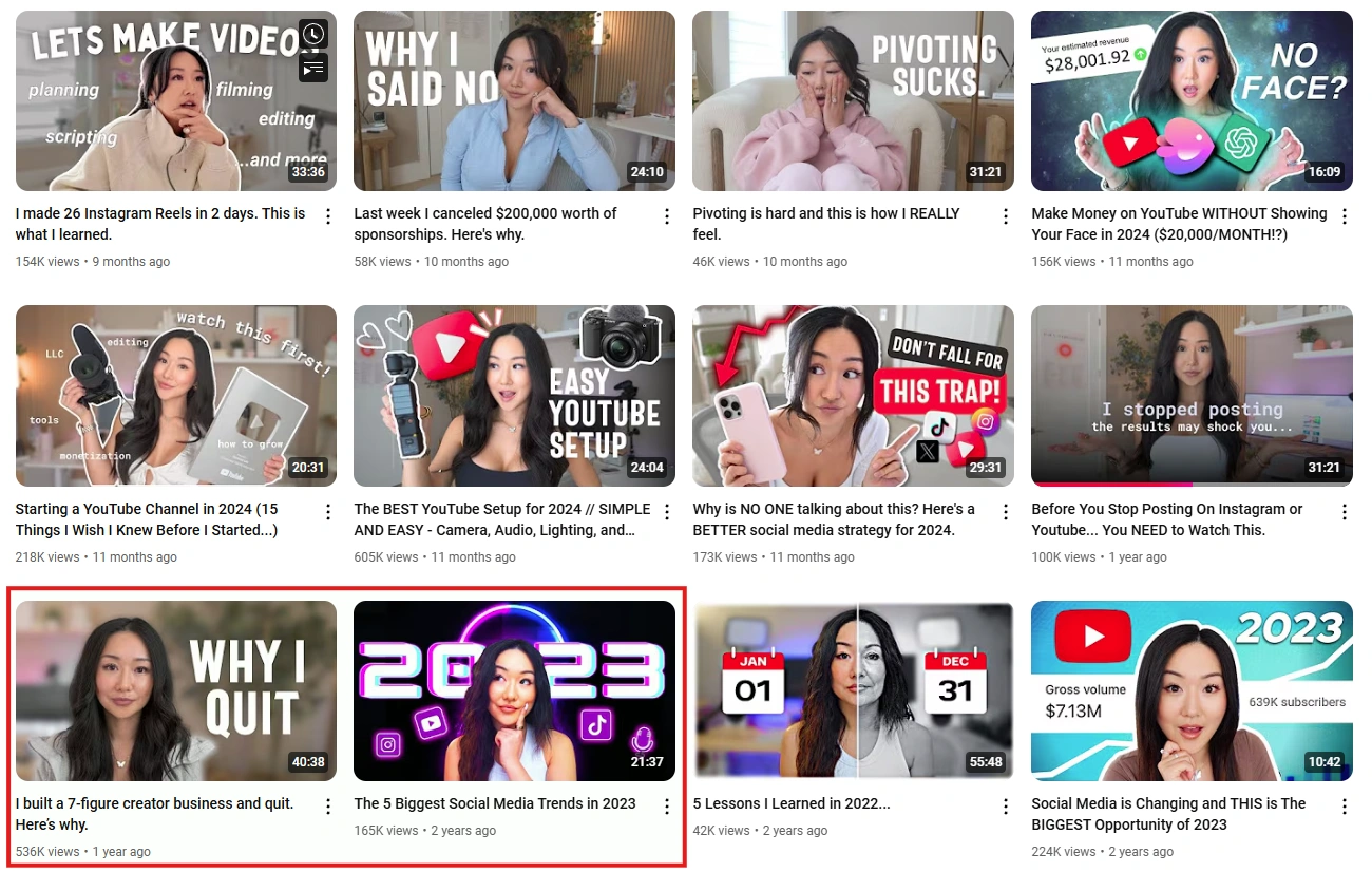 Vannesa Lau's YouTube videos.