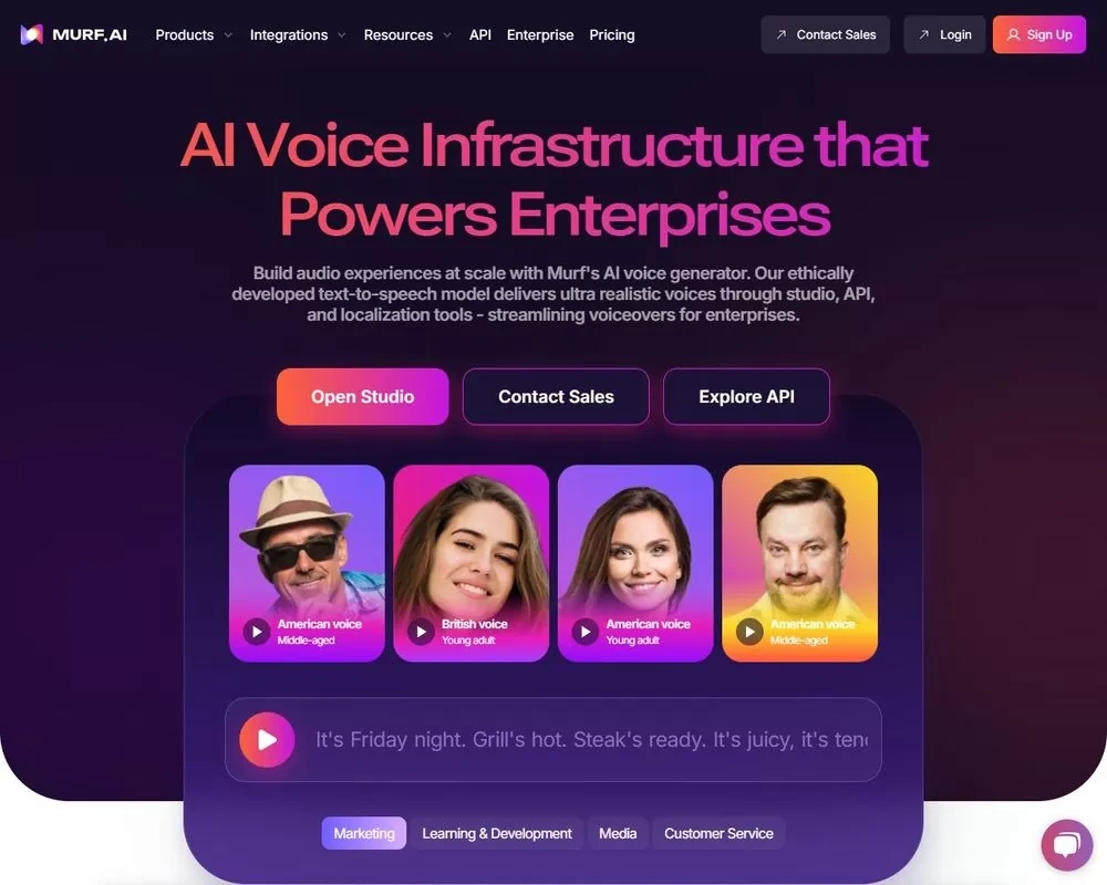 Murf.AI's webpage.