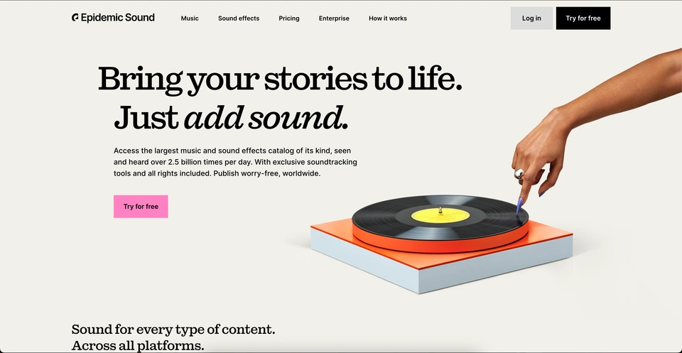 Epidemic Sound's webpage.