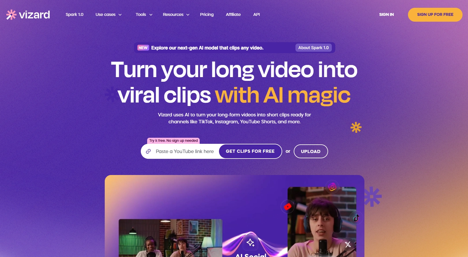 Vizard's webpage.