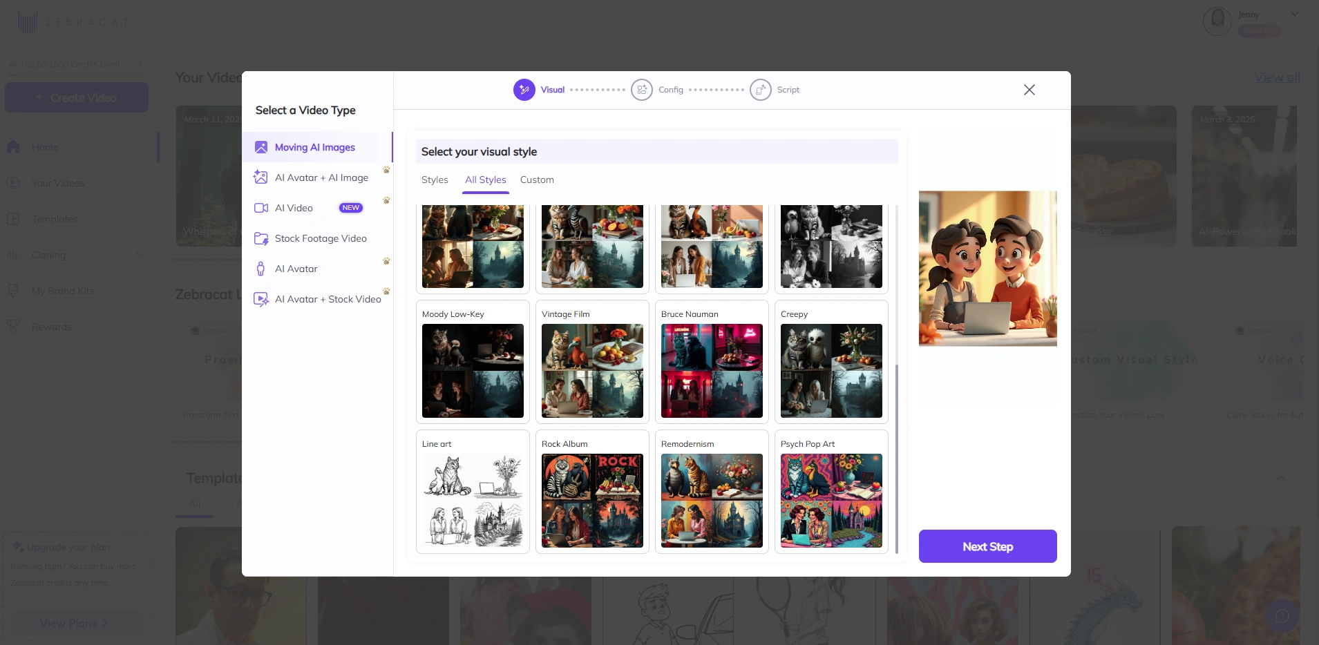 Zebracat's user interface.