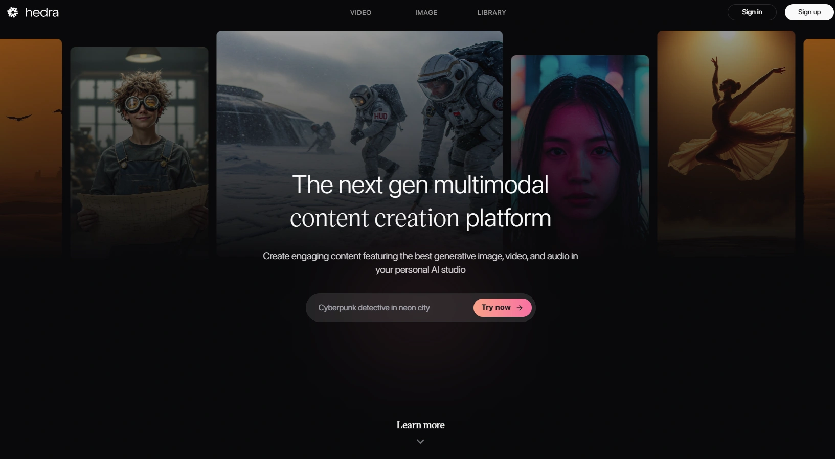 Hedra's homepage.