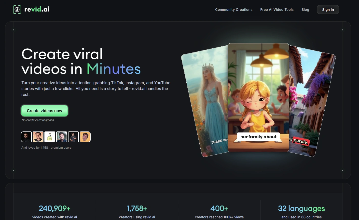 Revid.AI's webpage.