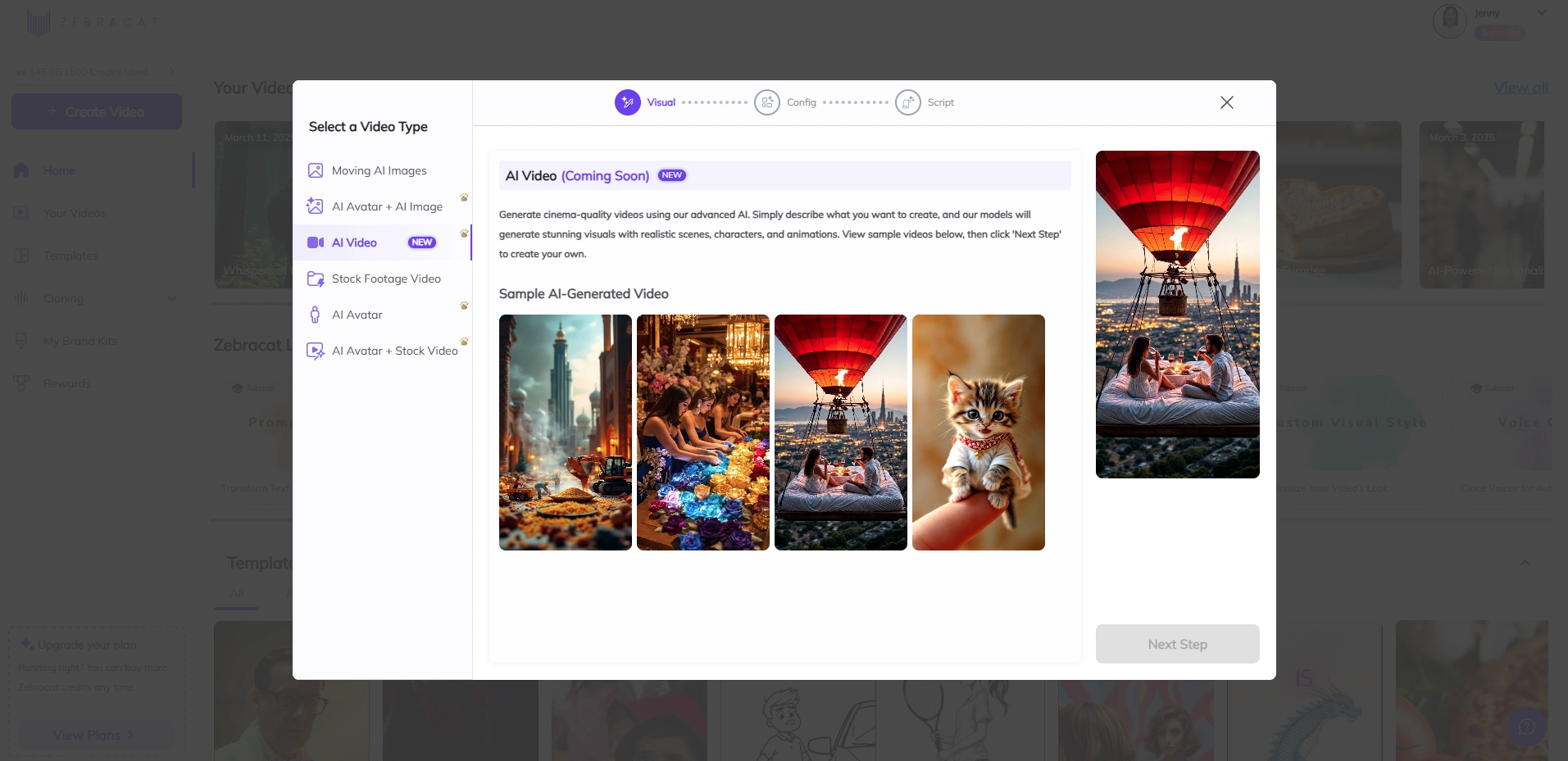 Zebracat's user interface.