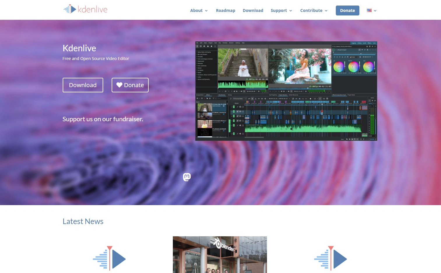 Kdenlive's webpage.