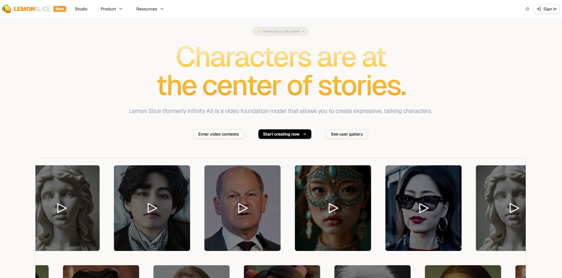 Lemonslice's webpage interface.