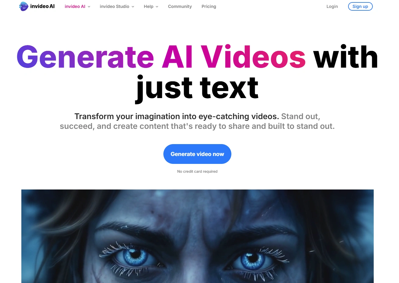 Invideo AI's webpage.