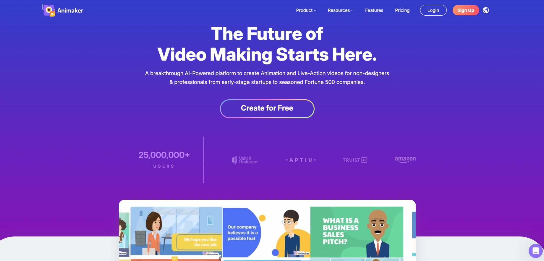 Animaker AI's webpage.