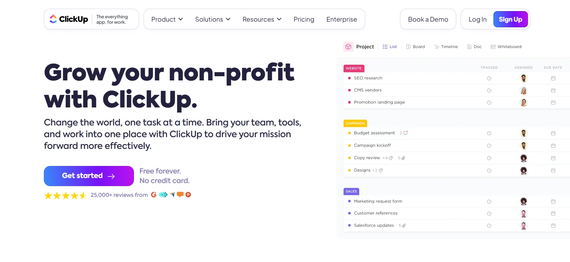 Webpage of ClickUp.