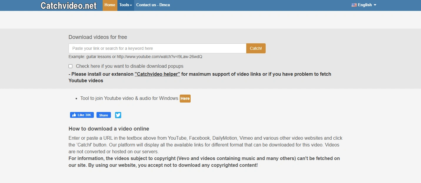 Catchvideo's webpage.