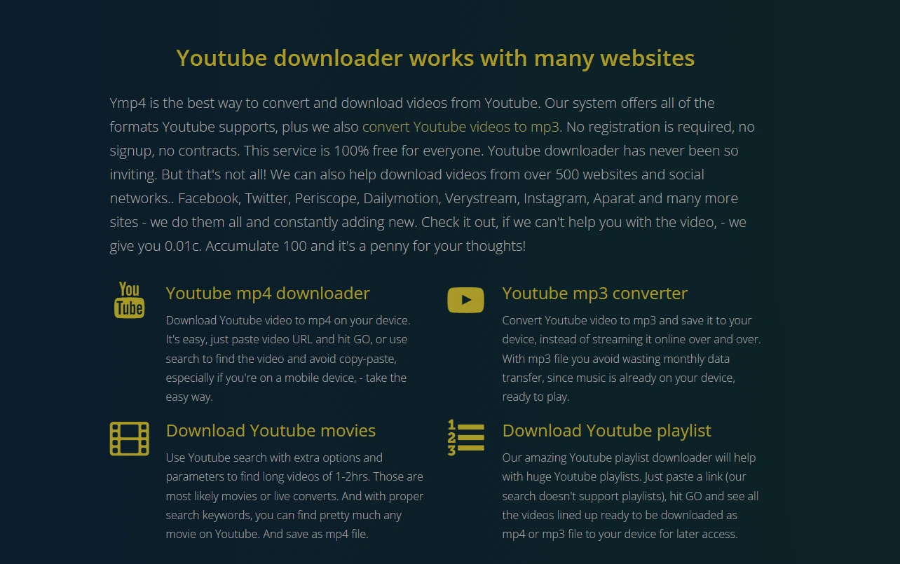 Ymp4's feature page.