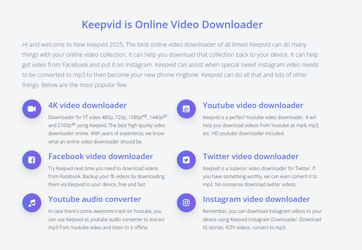 KeepVid's feature page.