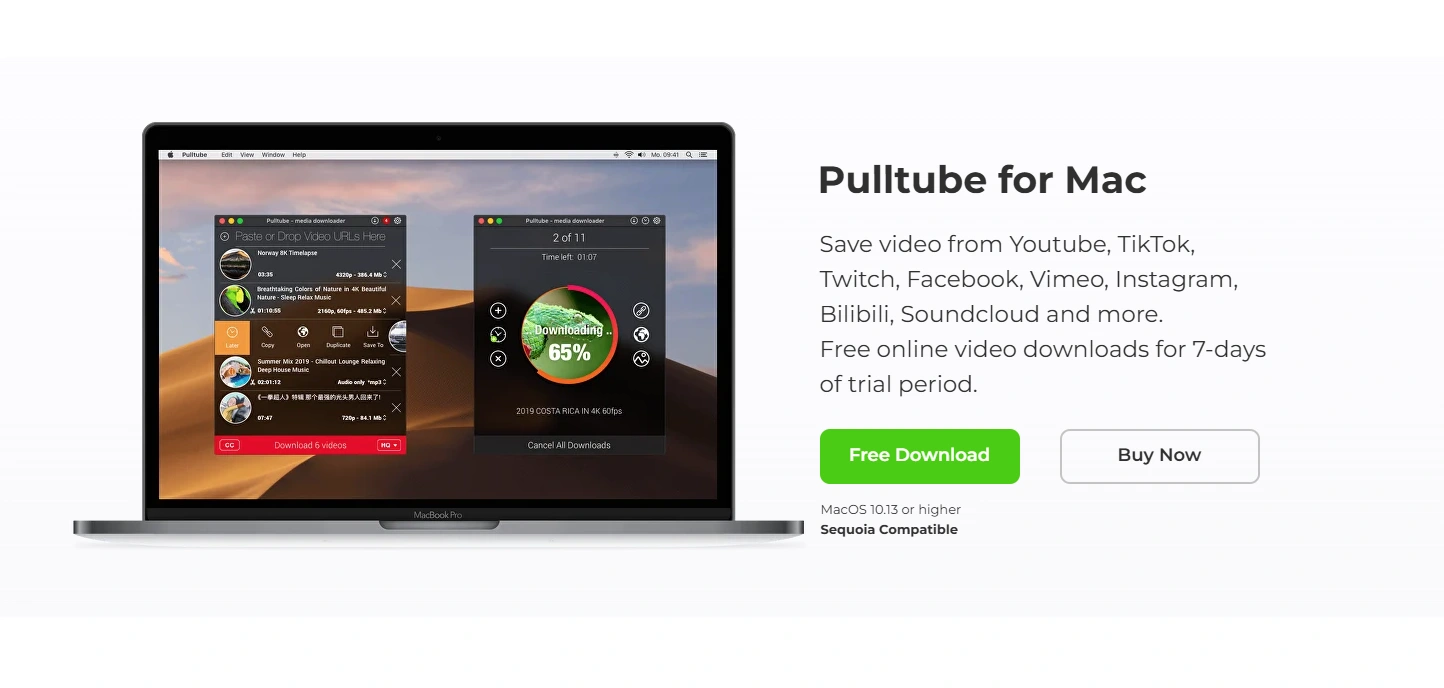 Pulltube's homepage.